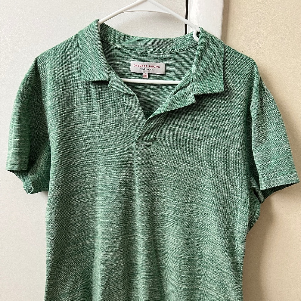 Men's Orlebar Brown Heather Green Polo Shirt Size XL